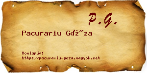 Pacurariu Géza névjegykártya