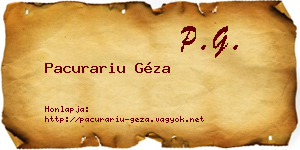 Pacurariu Géza névjegykártya